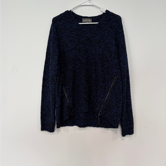 Michael Stars Sweaters - Michael Stars Navy Marled Crewneck Sweater with Zip Accents
